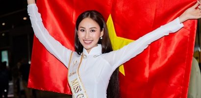 Đoàn Hồng Trang thướt tha trong tà áo dài trắng, lên đường dự thi Miss Global 2022