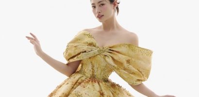 Hoa hậu Lương Thuỳ Linh mặc váy bánh xèo khổng lồ